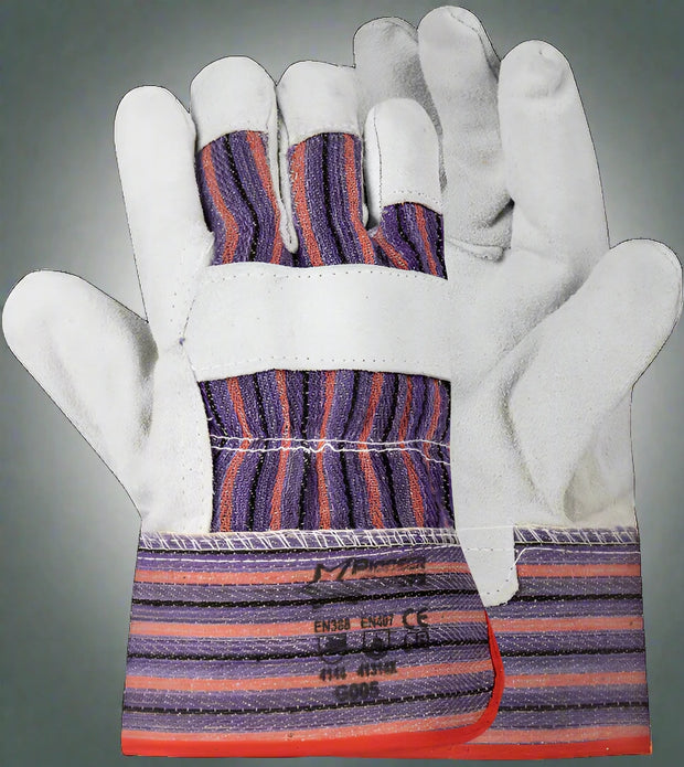 Chrome Leather Rigger Glove with Candy Stripe Back - Solid Safety and Stationers 
