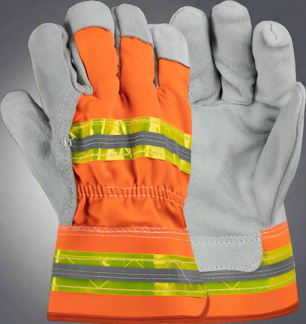 Reflective Tape Chrome Leather Rigger Glove - Solid Safety and Stationers 
