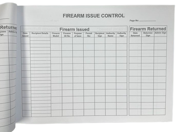 SECURITY BOOKS & REGISTERS - Firearms and Ammunition Management