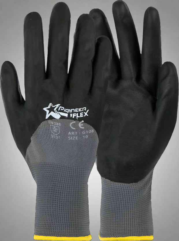 Flex Grey Nylon Nitrile Work Glove - Solid Safety and Stationers 