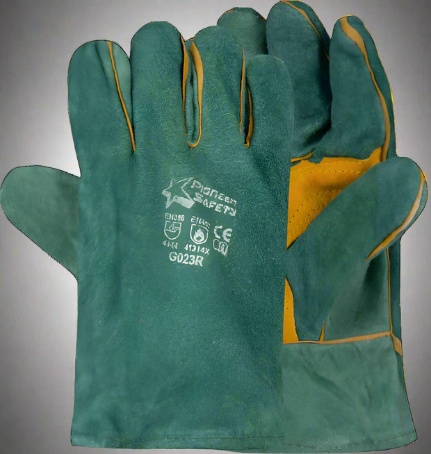 Green Leather Heat Glove – Reinforced Palm - Solid Safety and Stationers 