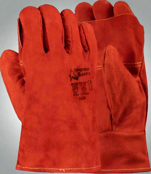 Red Leather Heat-Resistant Glove – Cuff Style - Solid Safety and Stationers 