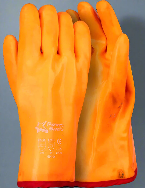 PVC Hi-Vis Freezer Glove with Open Cuff – 30cm - Solid Safety and Stationers 