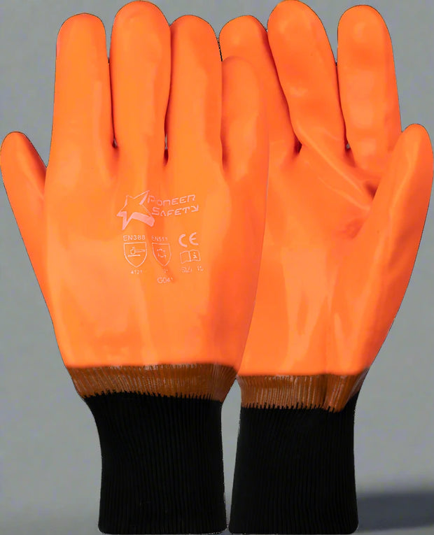 High-Visibility PVC Freezer Glove Knit Wrist - Solid Safety and Stationers 