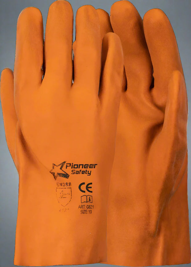 Orange Foam Grip PVC Glove 27cm – Open Cuff - Solid Safety and Stationers 