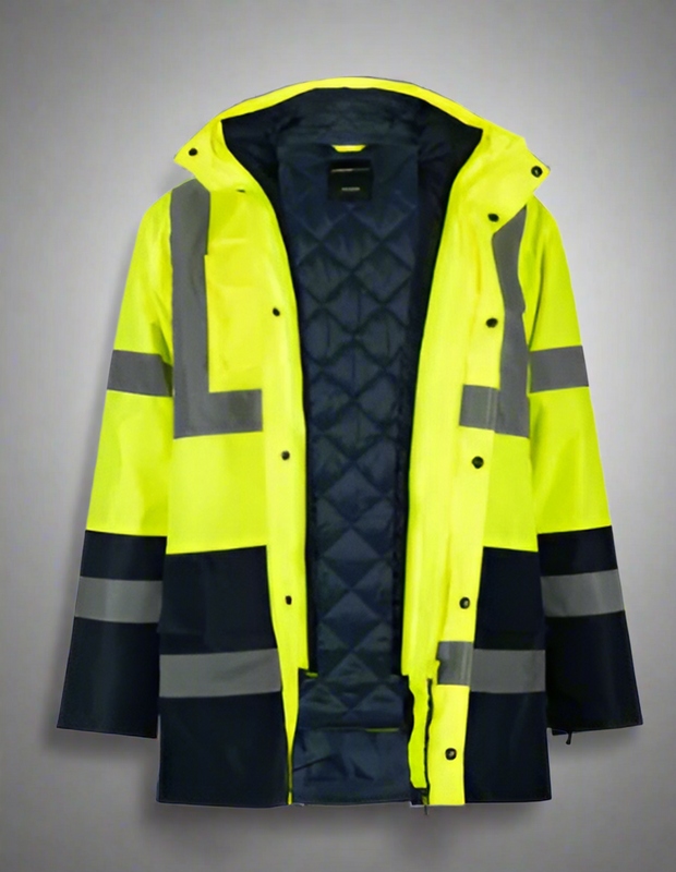 5-in-1 High-Viz Parka – Lime/Navy - Solid Safety and Stationers 