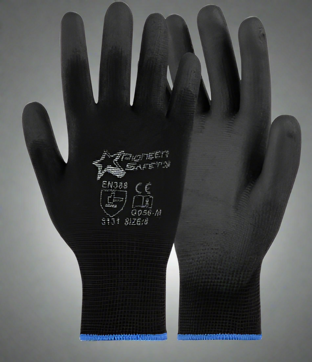 PU-Coated Black Inspector Glove - Solid Safety and Stationers 