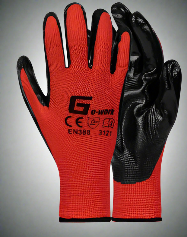Econo Red Nitrile Palm Glove - Solid Safety and Stationers 