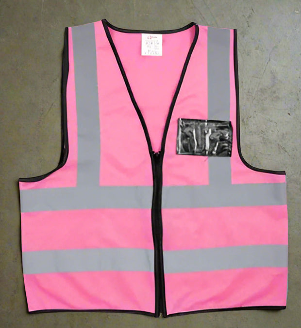 Hi-Viz Reflective Vest With Zip & ID Pouch - Solid Safety and Stationers 