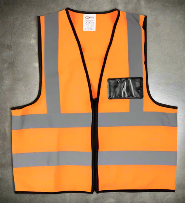 Hi-Viz Reflective Vest With Zip & ID Pouch - Solid Safety and Stationers 