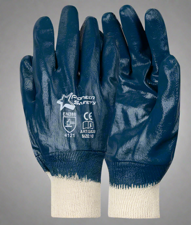 Navy Fully Dipped Nitrile Glove – Oil Resistant - Solid Safety and Stationers 