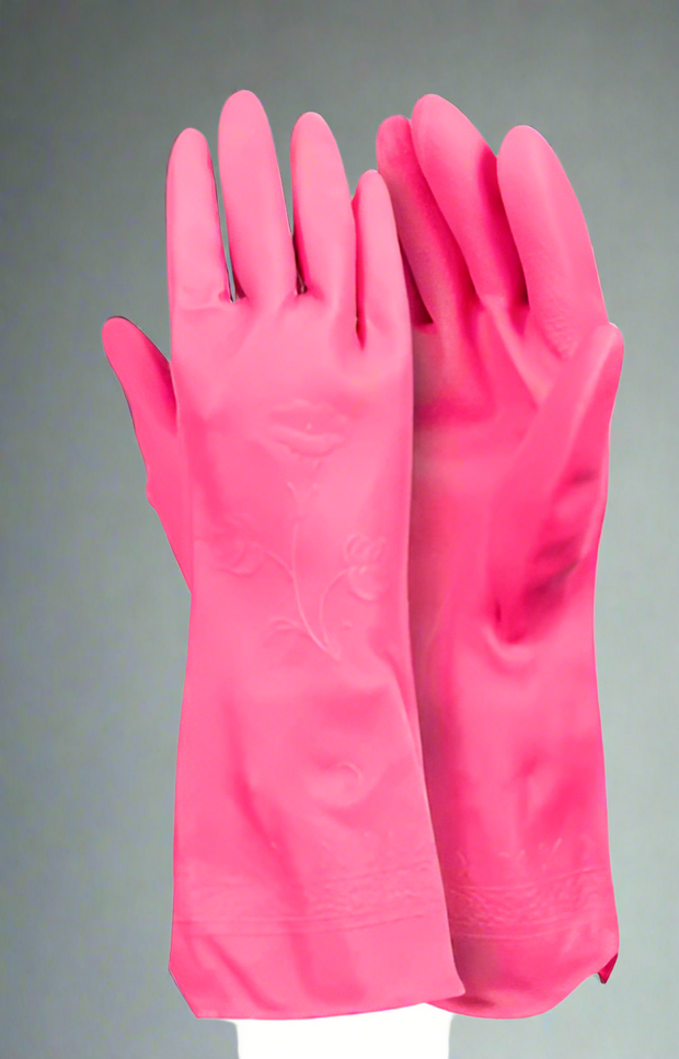 Latex Pink Household Glove – Flock Lined - Solid Safety and Stationers 